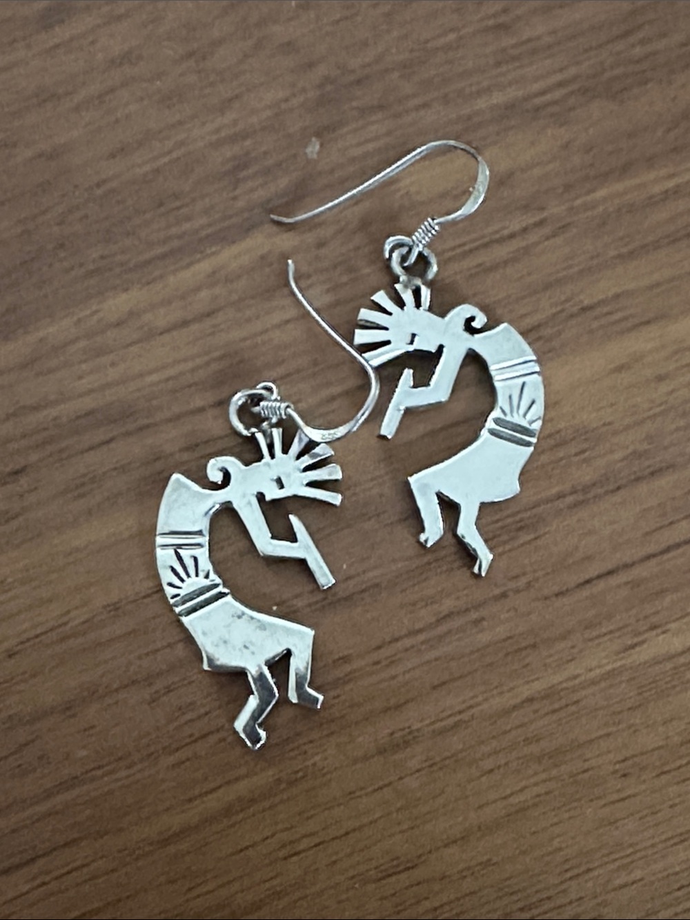 Vintage .925 Solid Sterling Silver Kokopelli Dangle Earrings